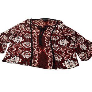 INC International Concepts Womens Size Large Blouse Three Quarter Sleeve Bell